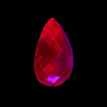 Red Ruby Pear cut from Mozambique 14*7*8mm 19.8ct 4g in UV light - Rocks and Things Store