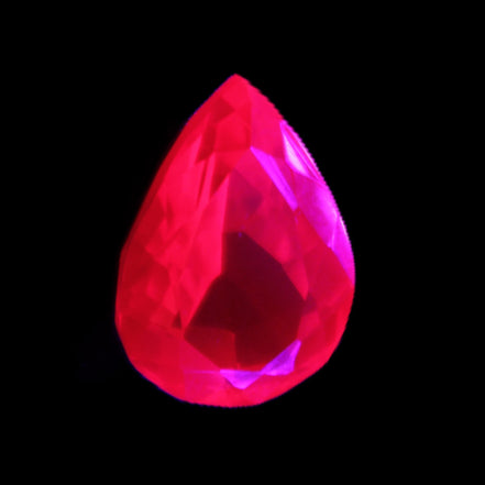 Red Ruby Pear cut from Mozambique 14*7*8mm 19.8ct 4g in UV light - Rocks and Things Store