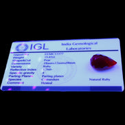 Red Ruby Pear cut from Mozambique 14*7*8mm 19.8ct 4g in UV light - Rocks and Things Store