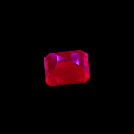 Red Ruby Princess cut from Mozambique 8mm 9ct 2g in UV light - Rocks and Things Store