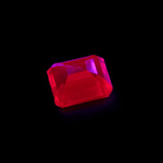 Red Ruby Princess cut from Mozambique 8mm 9ct 2g in UV light - Rocks and Things Store