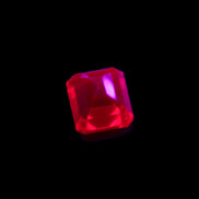 Red Ruby Princess cut from Mozambique 8mm 9ct 2g in UV light - Rocks and Things Store