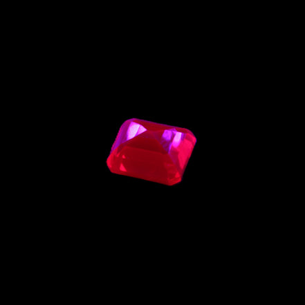 Red Ruby Princess cut from Mozambique 8mm 9ct 2g in UV light - Rocks and Things Store