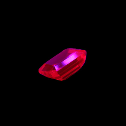 Red Ruby Princess cut from Mozambique 8mm 9ct 2g in UV light - Rocks and Things Store