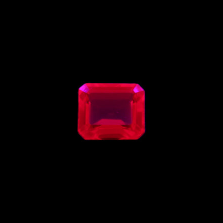 Red Ruby Princess cut from Mozambique 8mm 9ct 2g in UV light - Rocks and Things Store