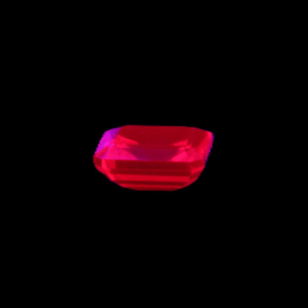 Red Ruby Princess cut from Mozambique 8mm 9ct 2g in UV light - Rocks and Things Store