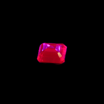 Red Ruby Princess cut from Mozambique 8mm 9ct 2g in UV light - Rocks and Things Store