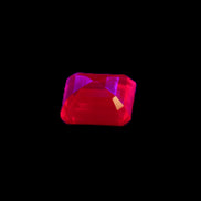 Red Ruby Princess cut from Mozambique 8mm 9ct 2g in UV light - Rocks and Things Store