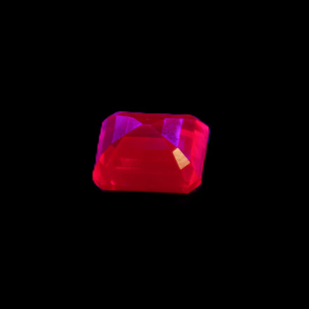 Red Ruby Princess cut from Mozambique 8mm 9ct 2g in UV light - Rocks and Things Store