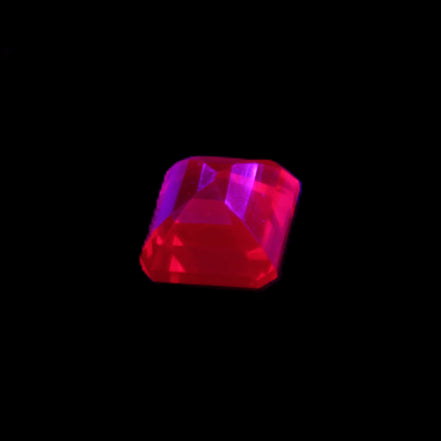 Red Ruby Princess cut from Mozambique 8mm 9ct 2g in UV light - Rocks and Things Store