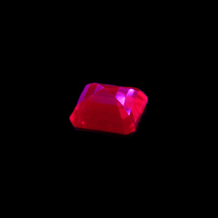 Red Ruby Princess cut from Mozambique 8mm 9ct 2g in UV light - Rocks and Things Store
