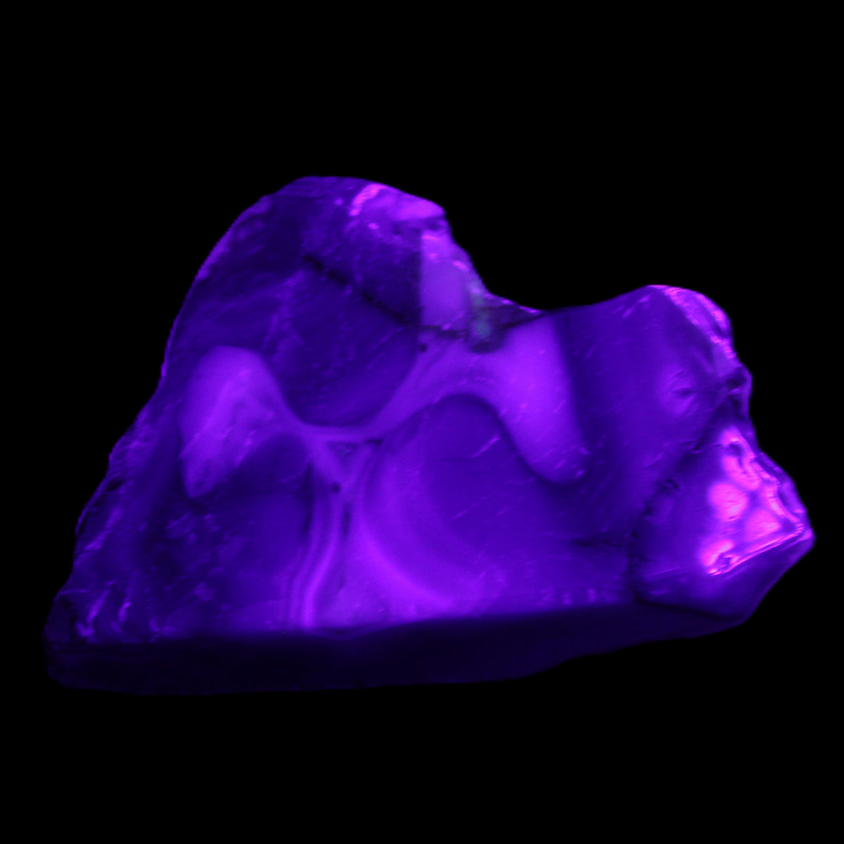 Blue Flower Agate slice 58*38*17m 55g in UV light - Rocks and Things Store