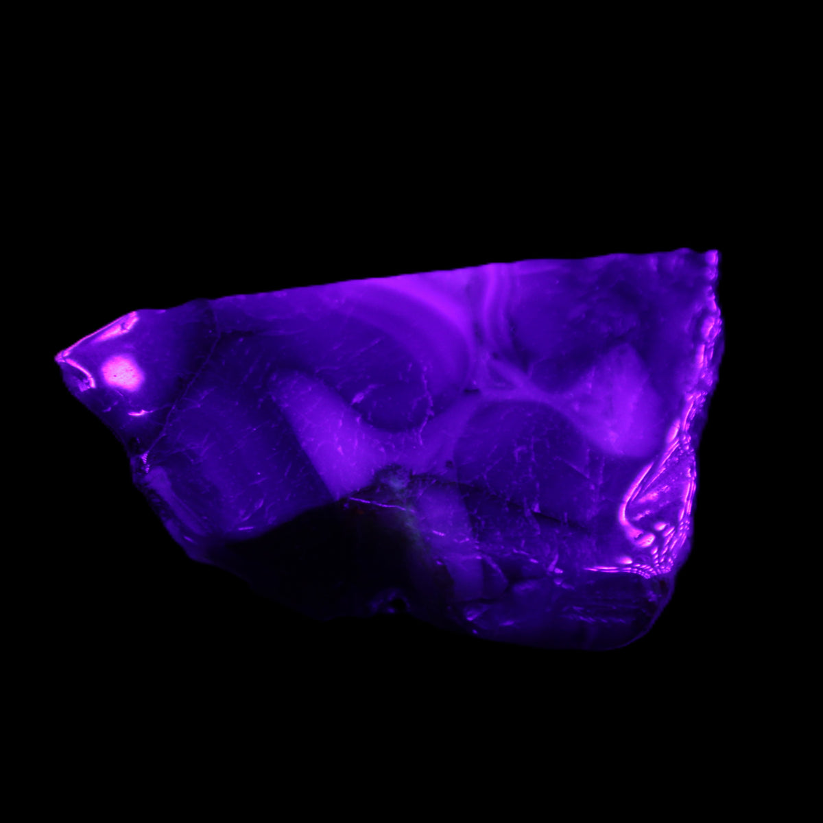 Blue Flower Agate slice 58*38*17m 55g in UV light - Rocks and Things Store