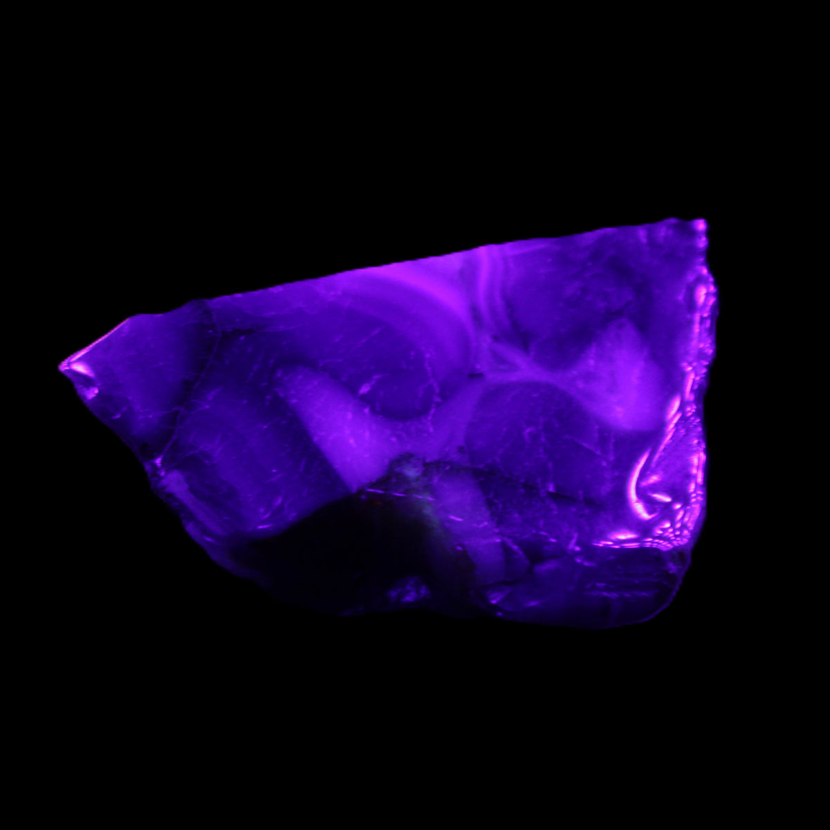Blue Flower Agate slice 58*38*17m 55g in UV light - Rocks and Things Store