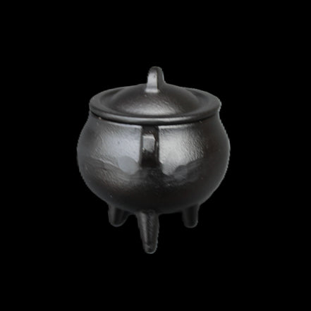 Small Cast Iron Incense Burner with Lid 67mm 224g in sunlight - Rocks and Things Store