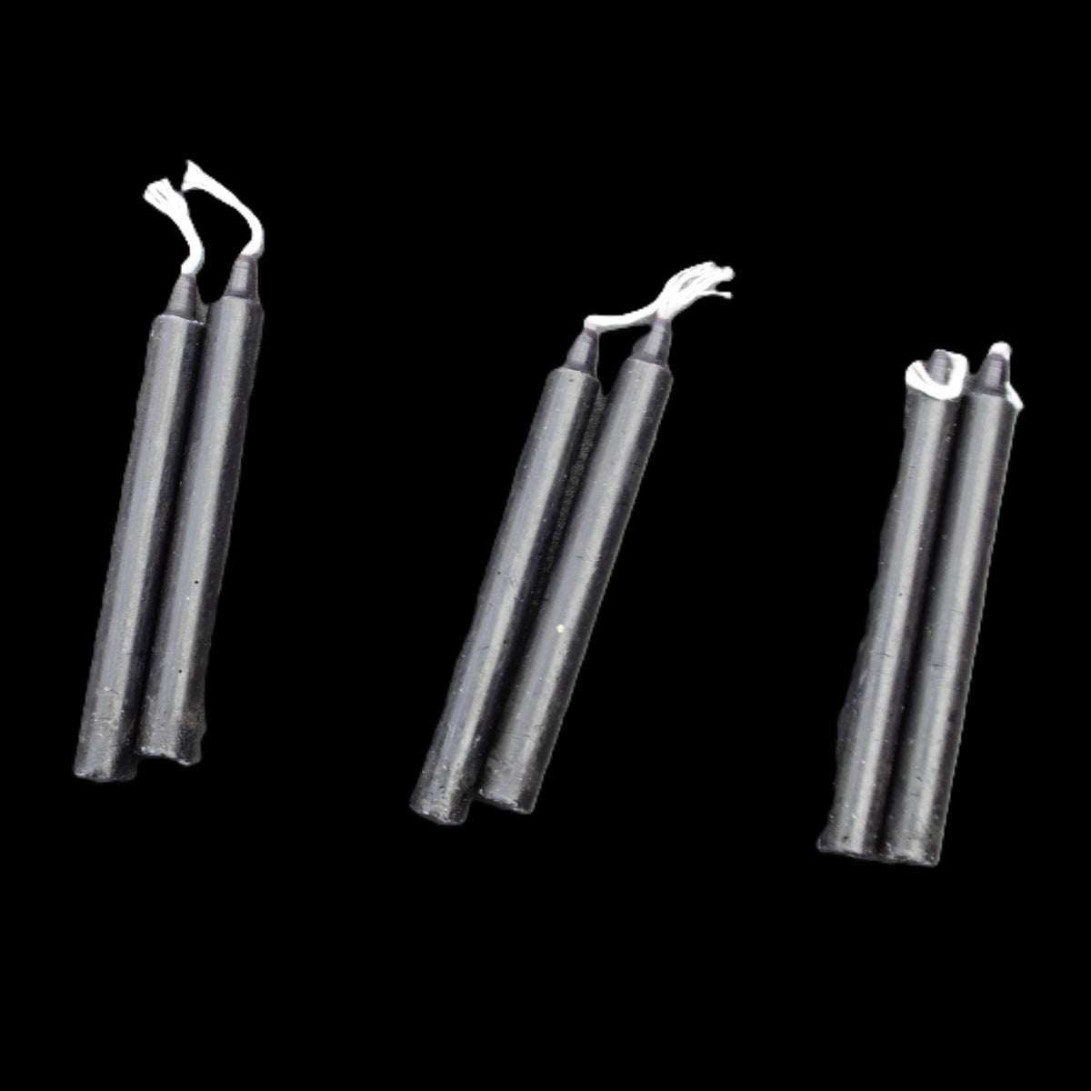 Two Black Chime Spell Candles 10.2cm unscented in sunlight - Rocks and Things Store