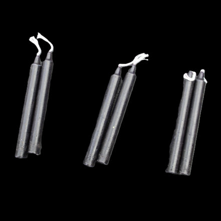 Two Black Chime Spell Candles 10.2cm unscented in sunlight - Rocks and Things Store
