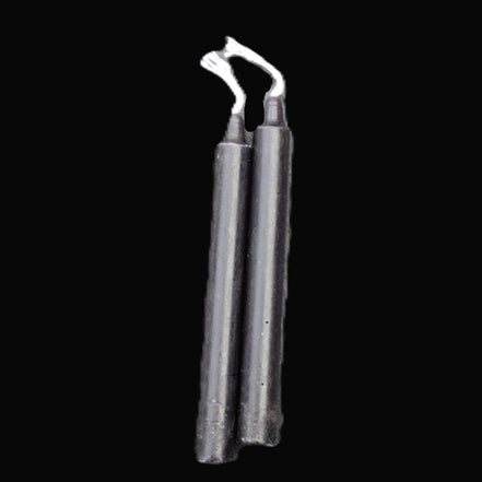 Two Black Chime Spell Candles 10.2cm unscented in sunlight - Rocks and Things Store