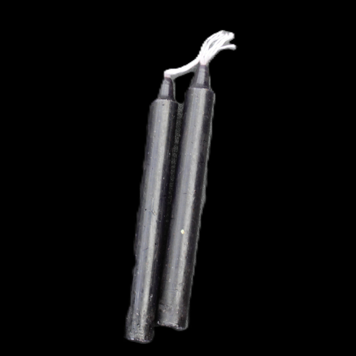 Two Black Chime Spell Candles 10.2cm unscented in sunlight - Rocks and Things Store