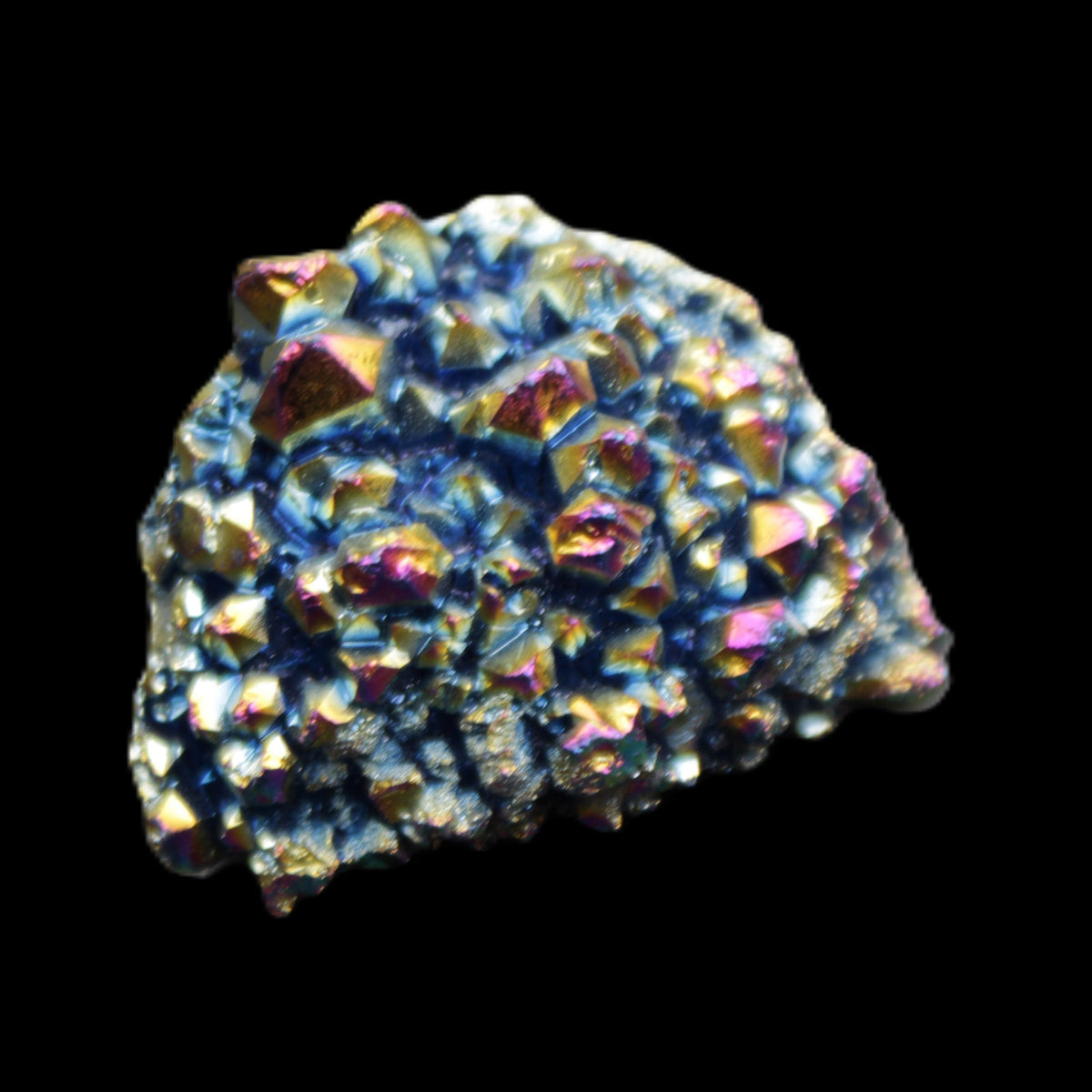 Aura electroplated Quartz cluster 38-45mm 24-28g in sunlight - Rocks and Things Store