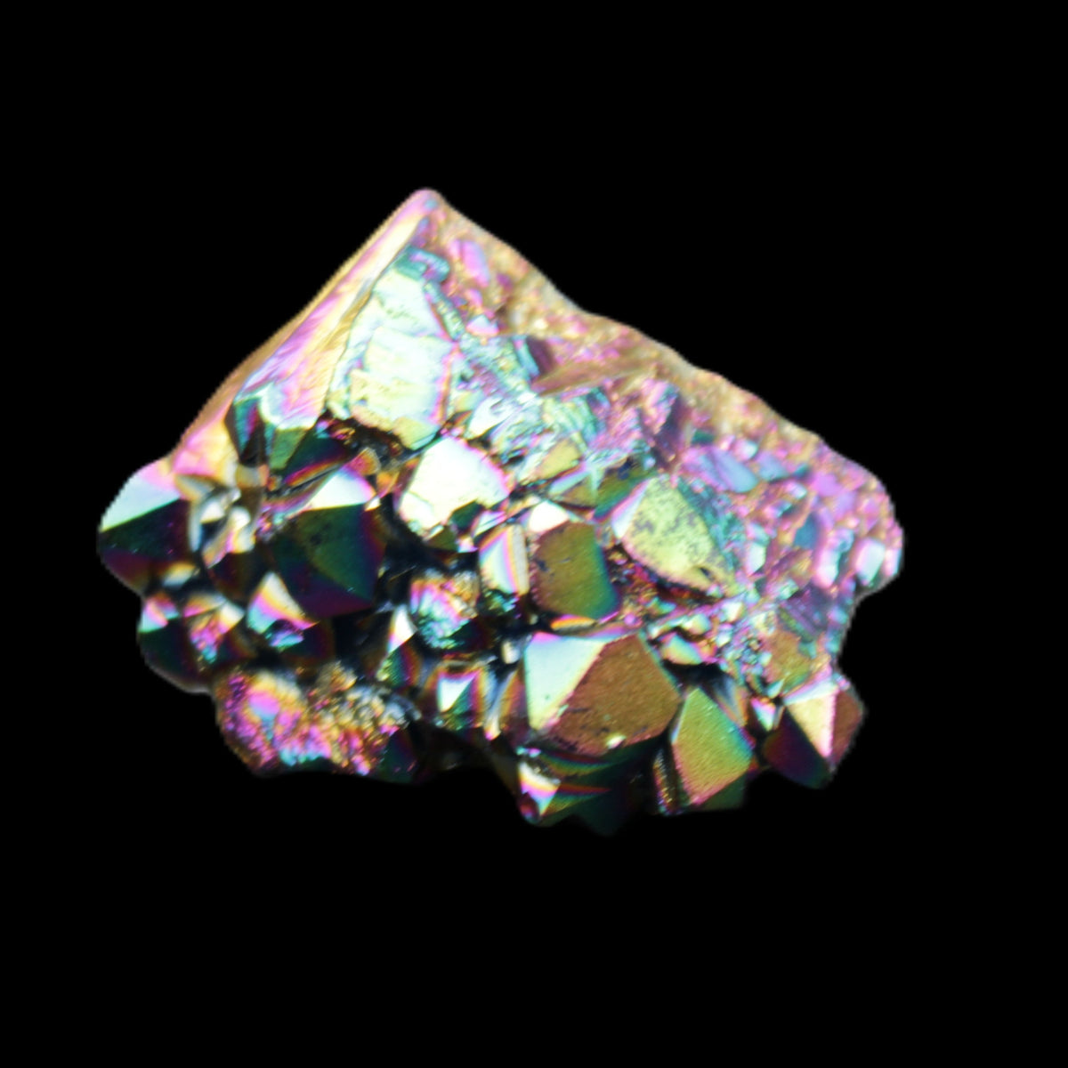 Aura electroplated Quartz cluster 38-45mm 24-28g in sunlight - Rocks and Things Store