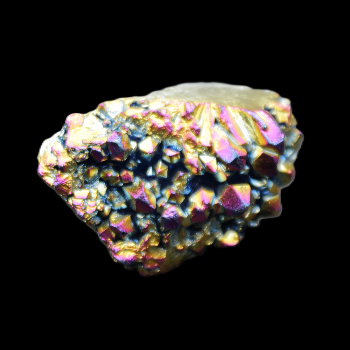Aura electroplated Quartz cluster 38-45mm 24-28g in sunlight - Rocks and Things Store