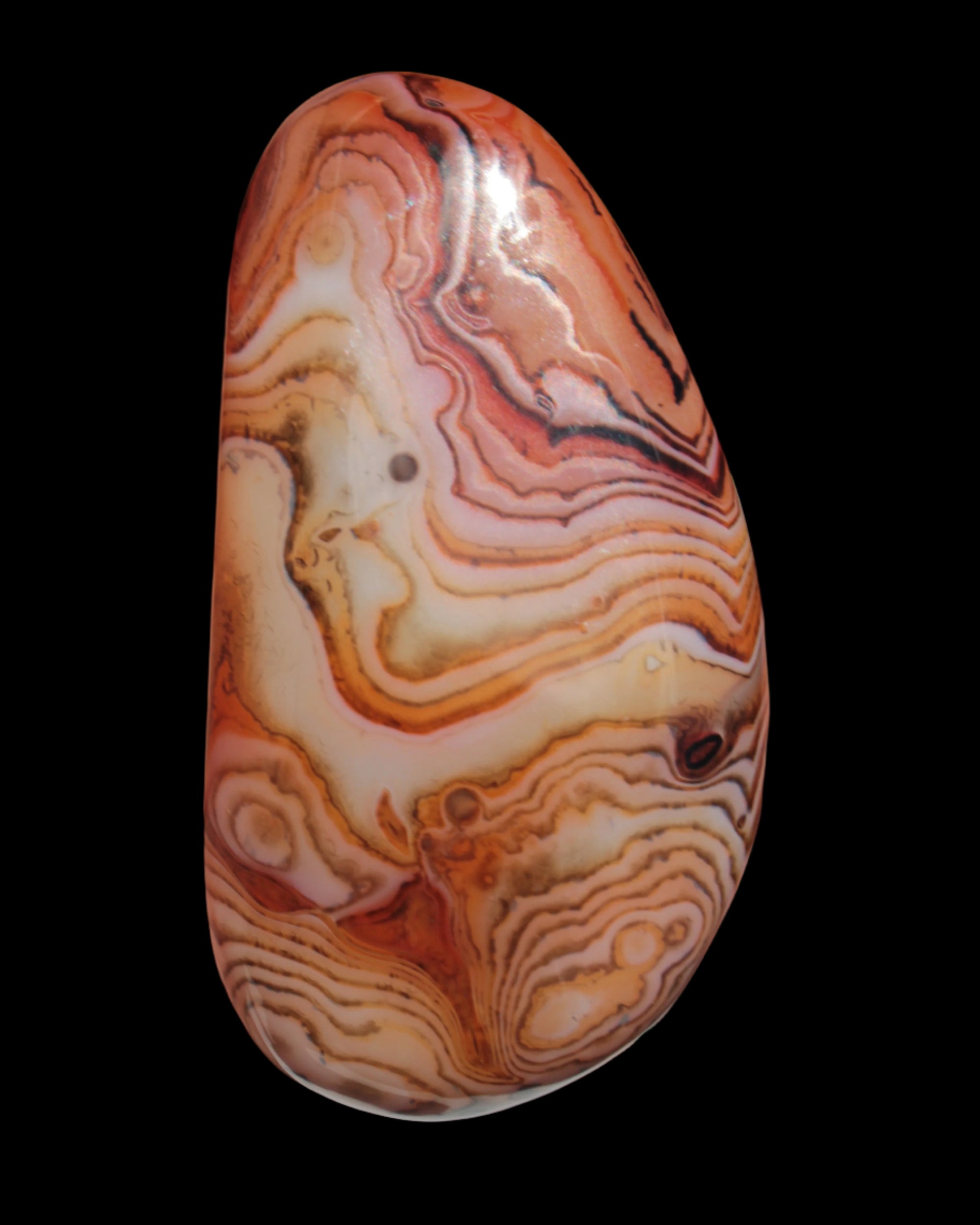 Crazy Lace Silk Banded Agate tumbled stone from Madagascar 59g in sunlight - Rocks and Things Store