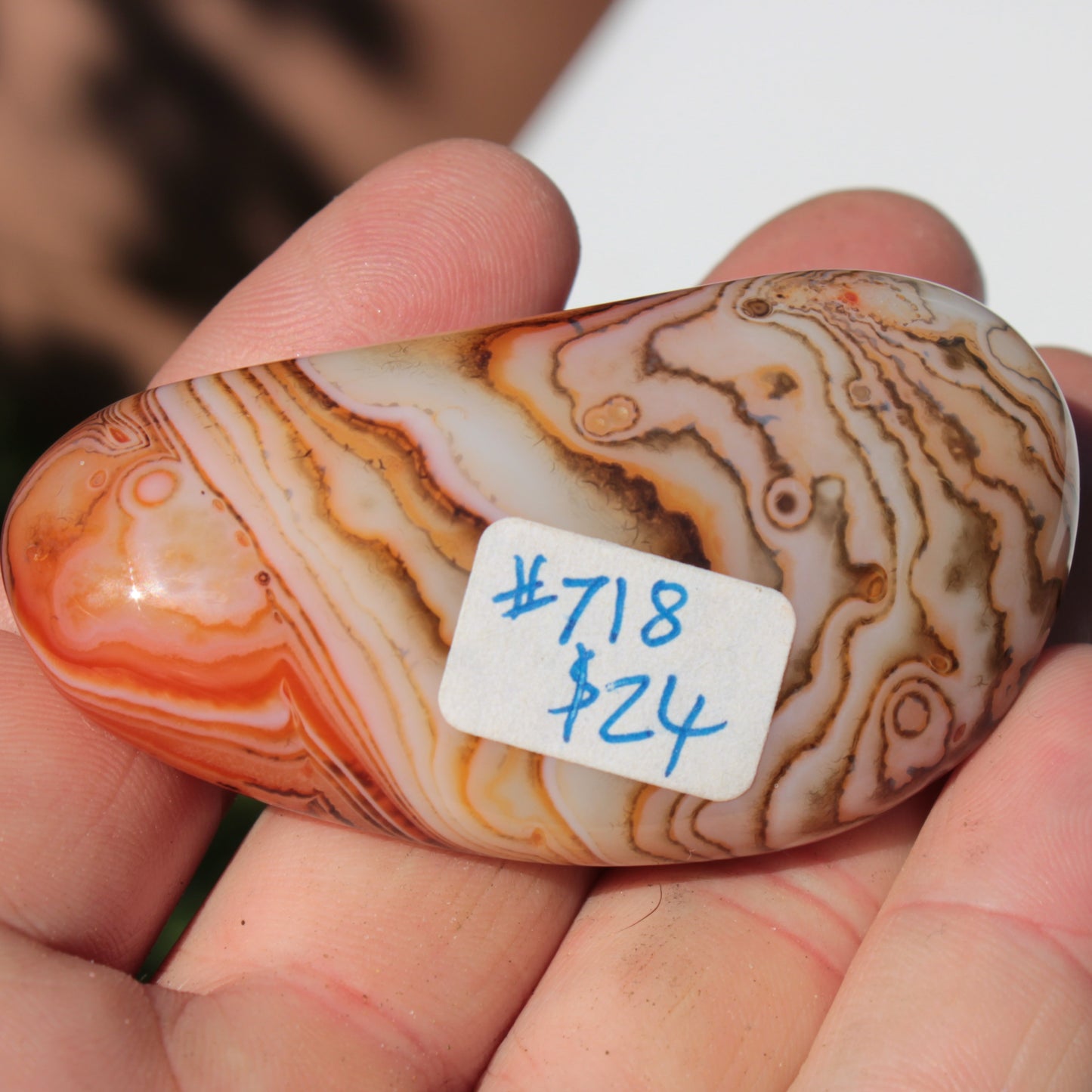 Crazy Lace Silk Banded Agate tumbled stone from Madagascar 59.1g Rocks and Things