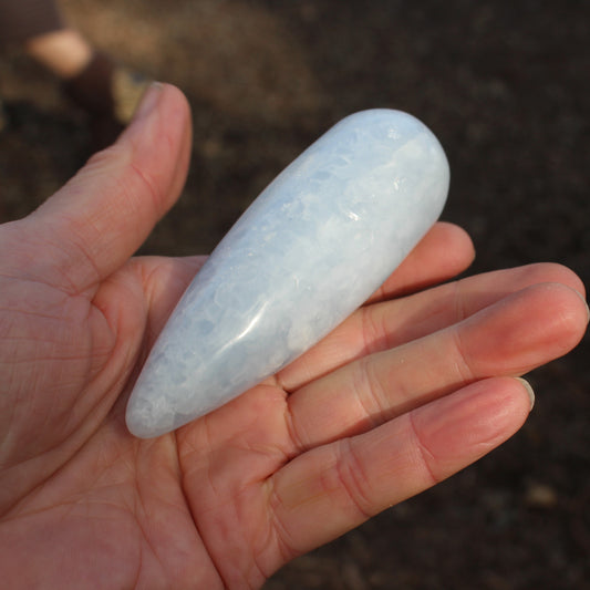 Blue Celestite hand-carved massage wand 197g Rocks and Things