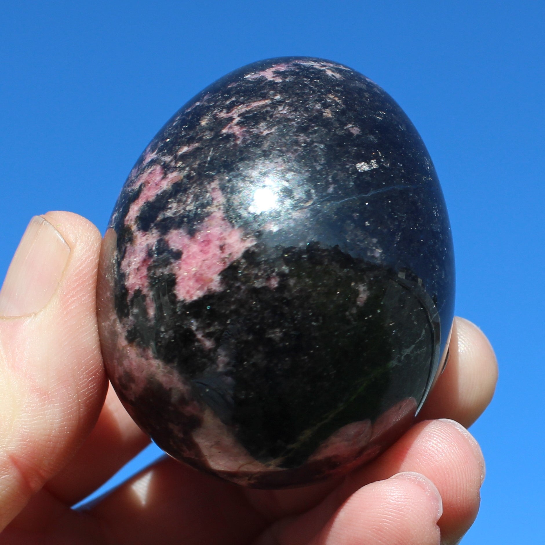 Rhodonite egg 248g Rocks and Things