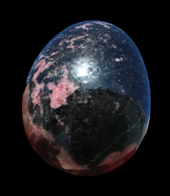 Rhodonite egg 248g in sunlight - Rocks and Things Store