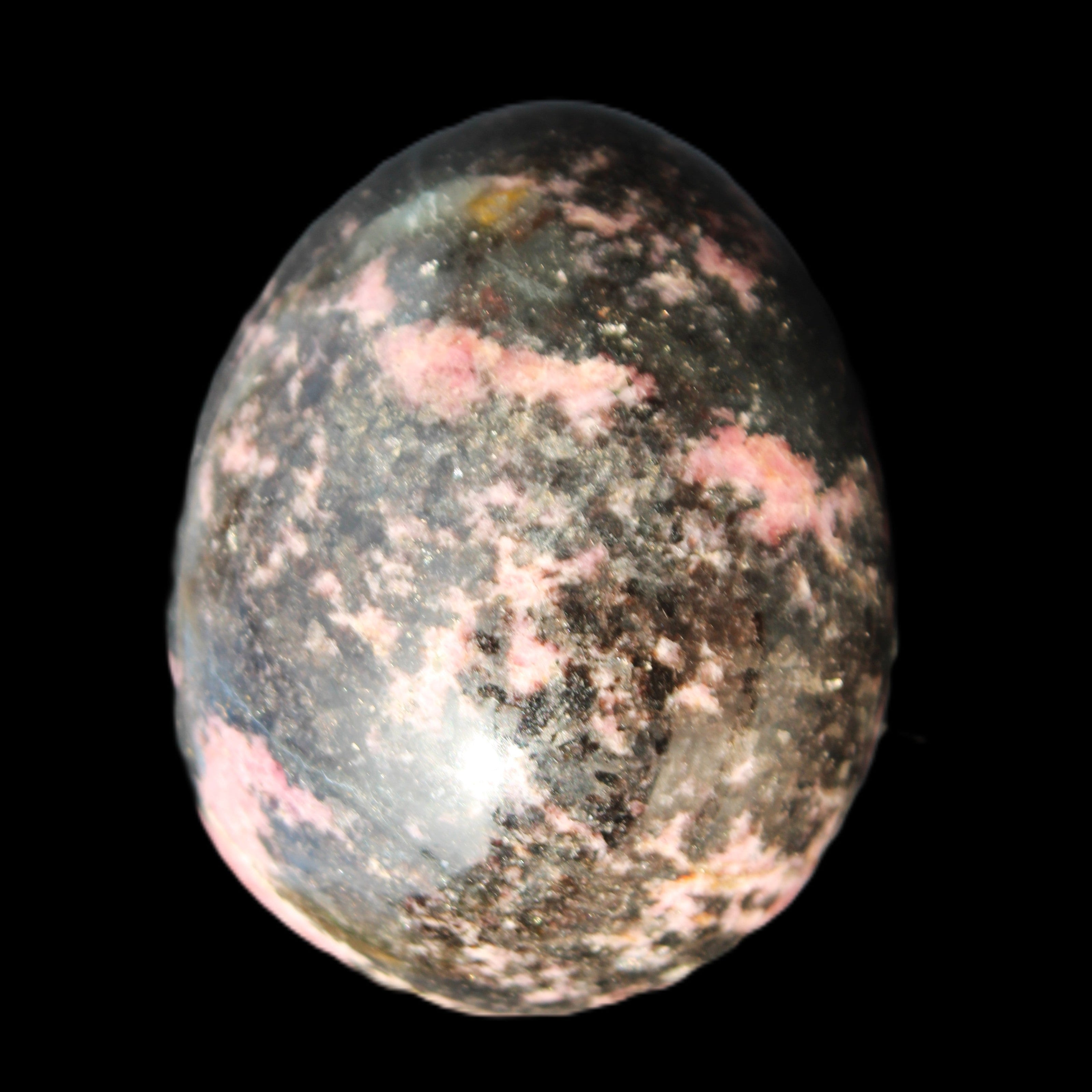 Rhodonite egg 248g in sunlight - Rocks and Things Store