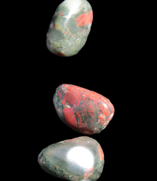 African Bloodstone 3 tumbled stones 18-20mm 11.6g Rocks and Things