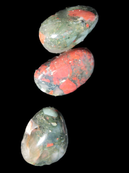 African Bloodstone 3 tumbled stones 18-20mm 11.6g Rocks and Things