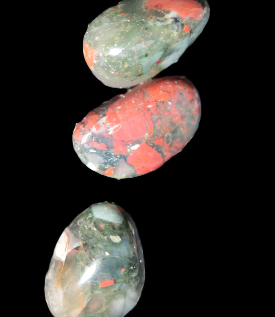 African Bloodstone 3 tumbled stones 18-20mm 11.6g Rocks and Things
