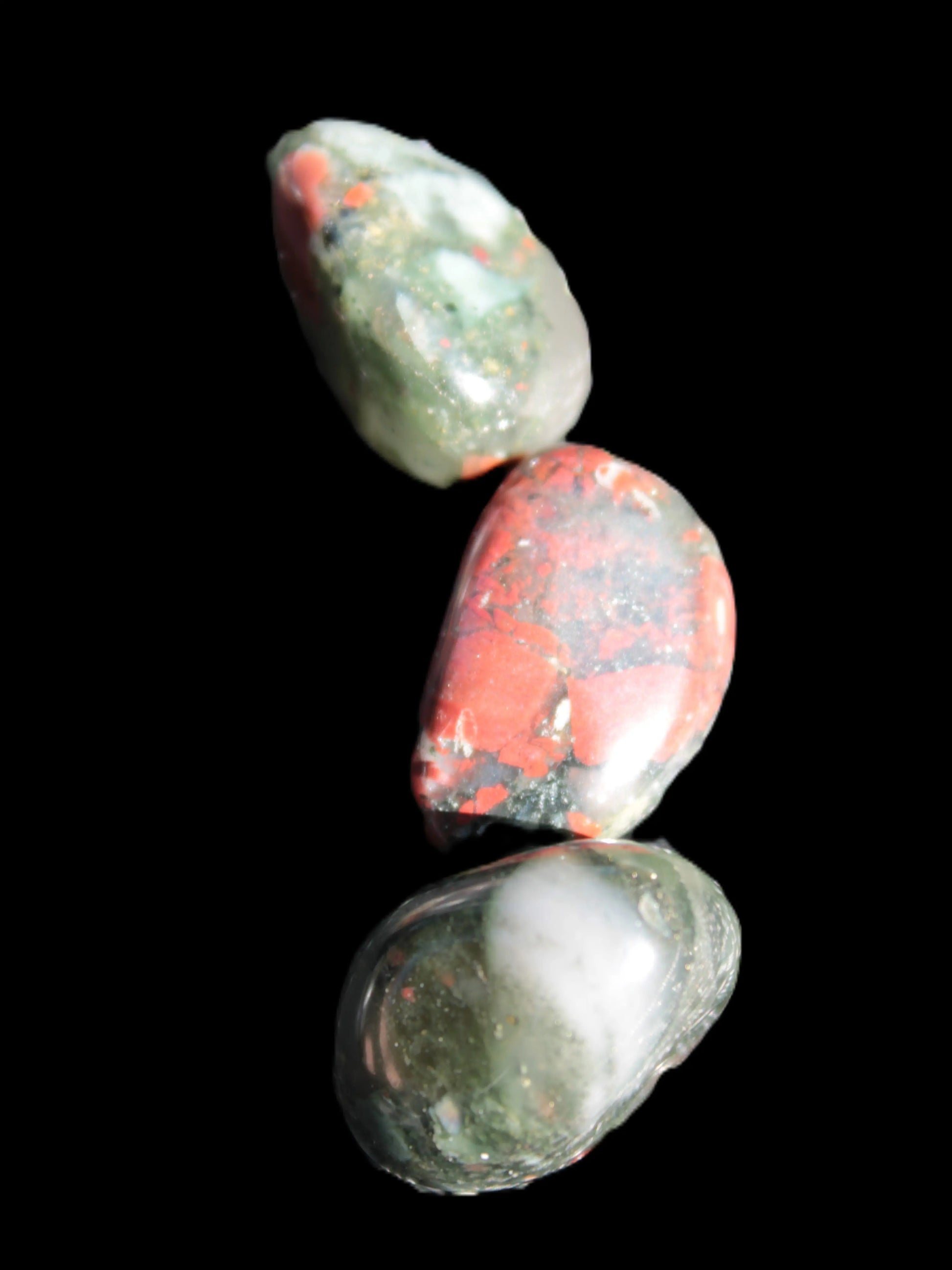 African Bloodstone 3 tumbled stones 18-20mm 11.6g Rocks and Things