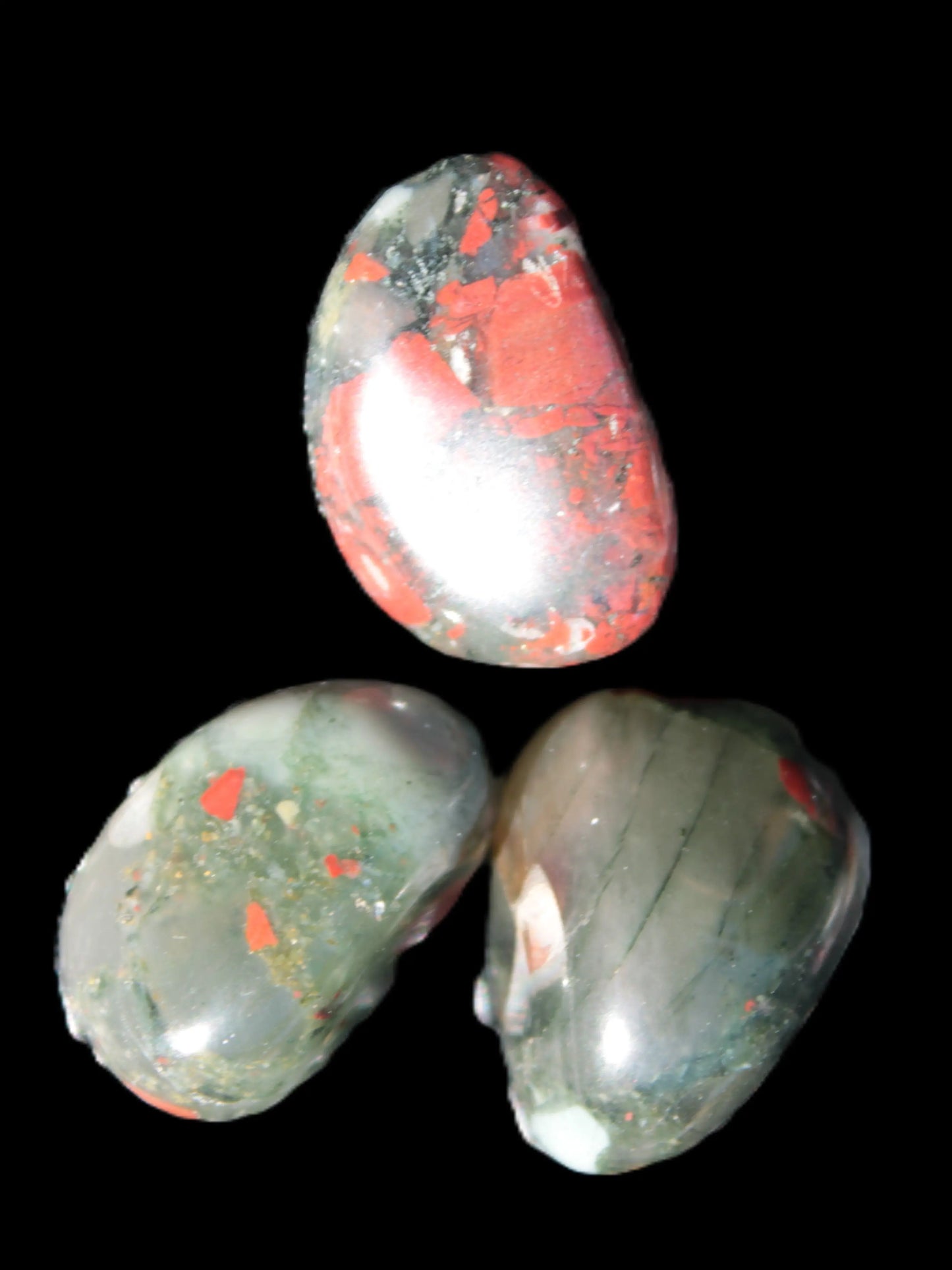 African Bloodstone 3 tumbled stones 18-20mm 11.6g Rocks and Things