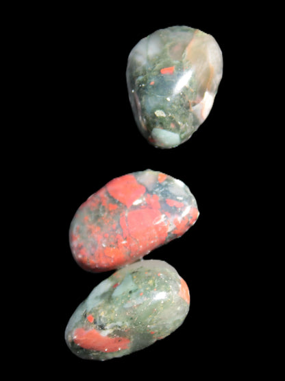 African Bloodstone 3 tumbled stones 18-20mm 11.6g Rocks and Things