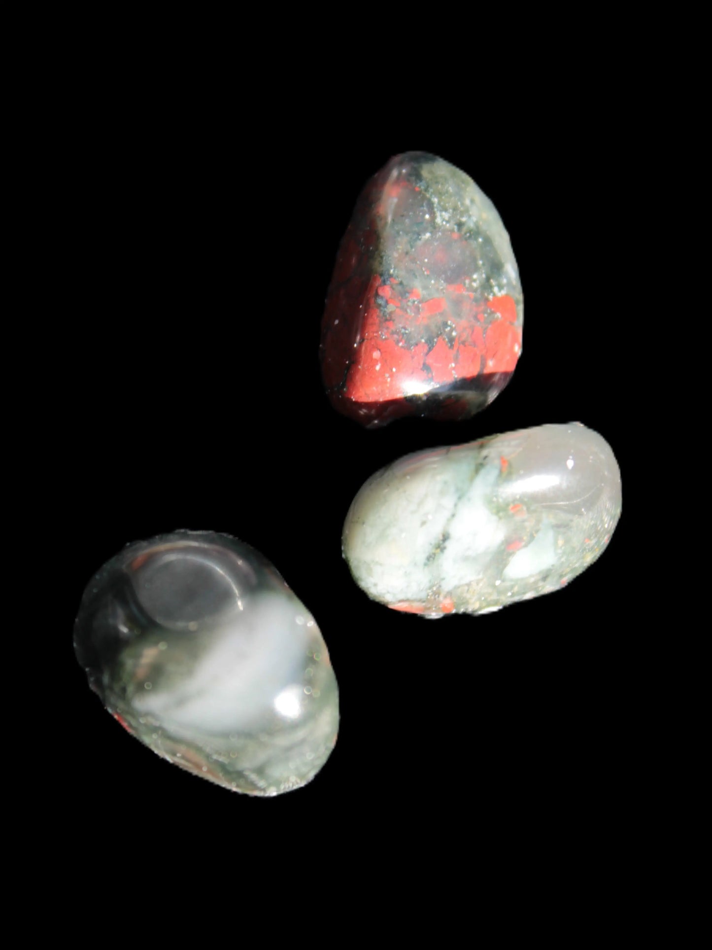 African Bloodstone 3 tumbled stones 18-20mm 11.6g Rocks and Things