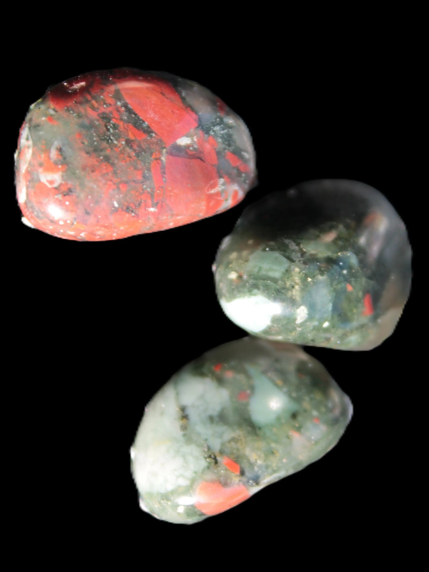 African Bloodstone 3 tumbled stones 18-20mm 11.6g Rocks and Things