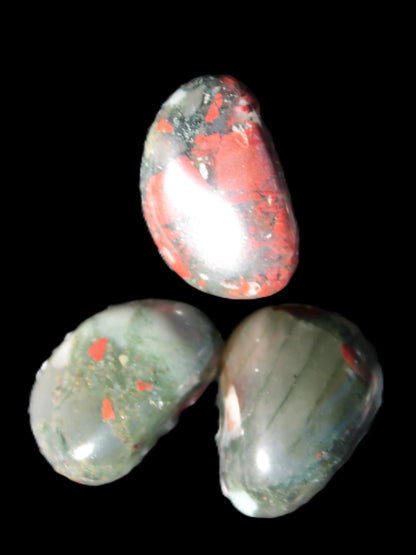 African Bloodstone 3 tumbled stones 18-20mm 11.6g Rocks and Things