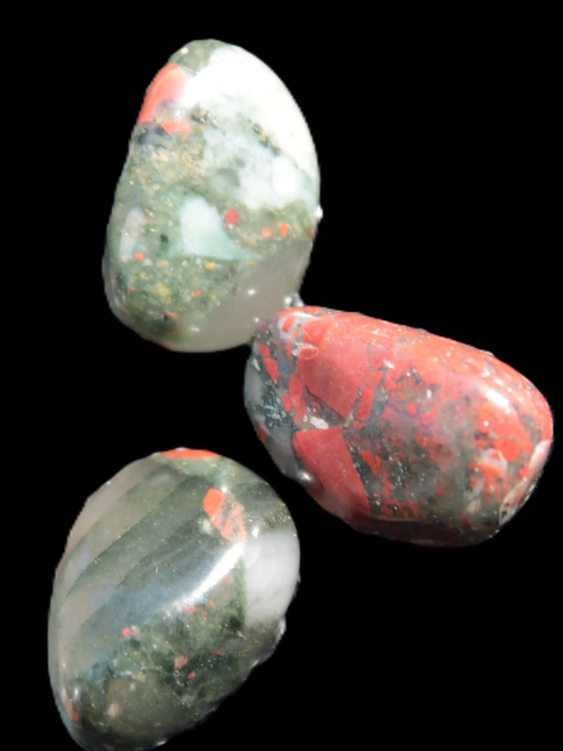 African Bloodstone 3 tumbled stones 18-20mm 11.6g Rocks and Things