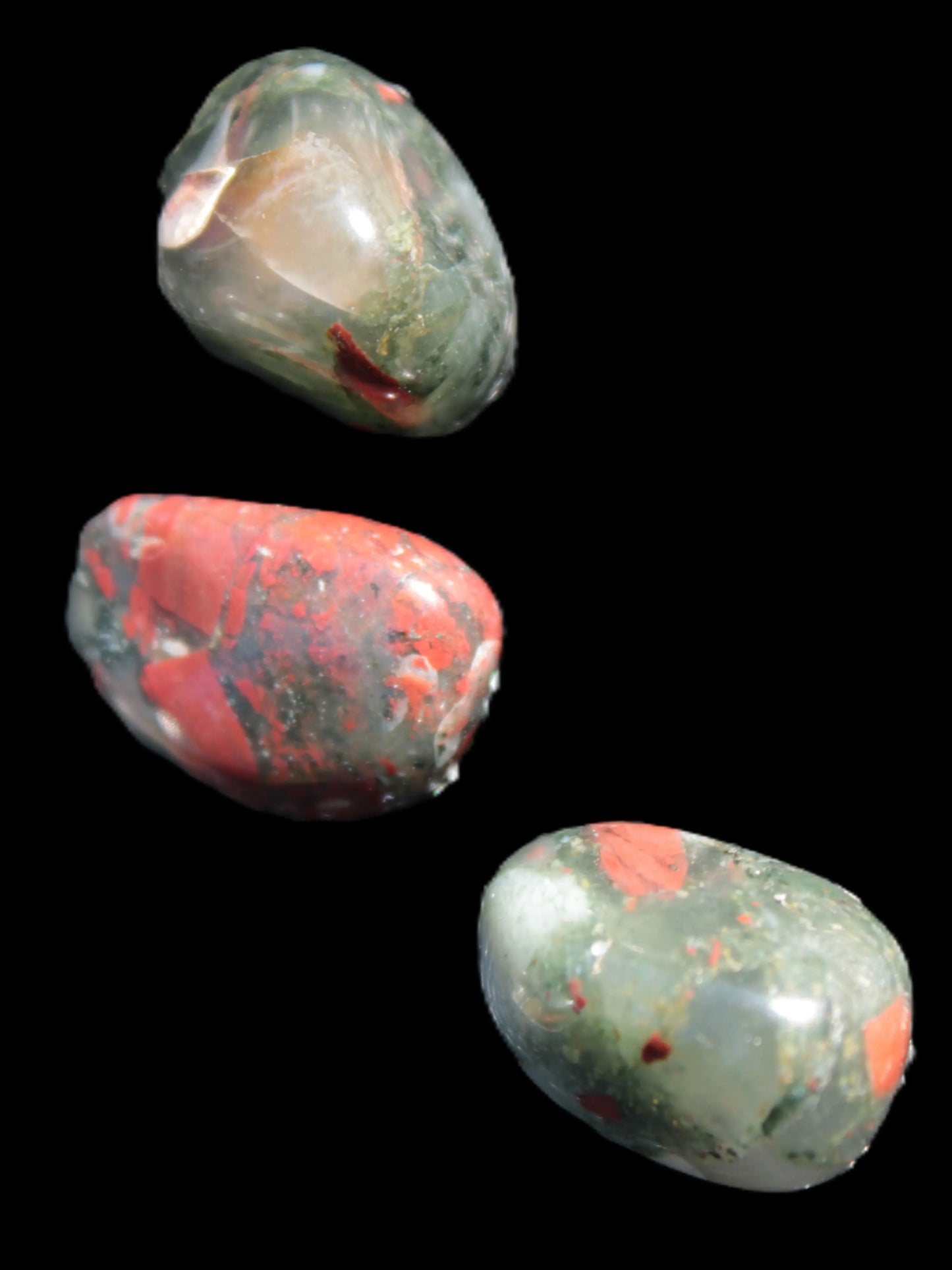 African Bloodstone 3 tumbled stones 18-20mm 11.6g Rocks and Things