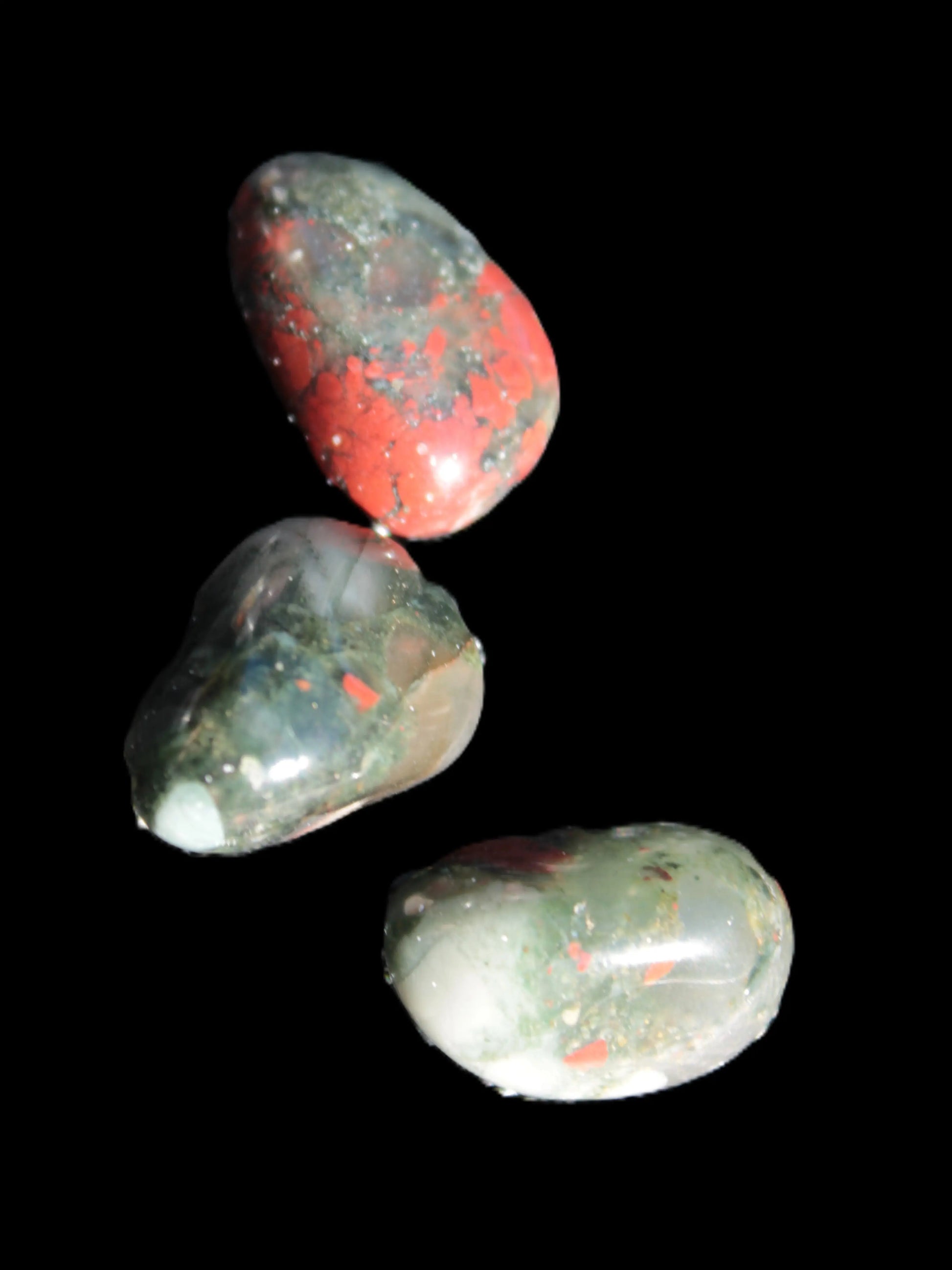 African Bloodstone 3 tumbled stones 18-20mm 11.6g Rocks and Things