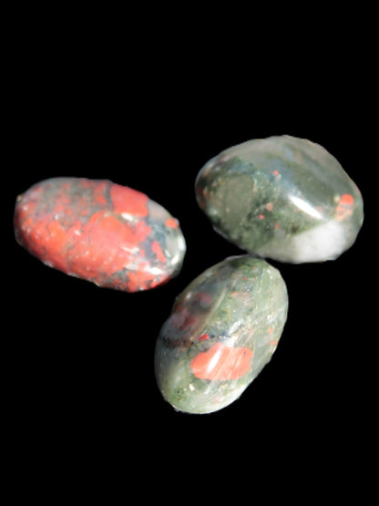 African Bloodstone 3 tumbled stones 18-20mm 11.6g Rocks and Things