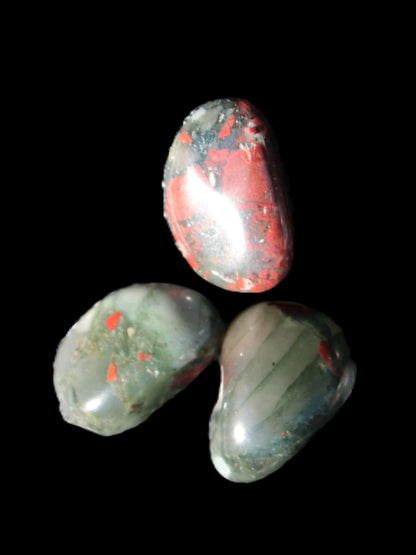 African Bloodstone 3 tumbled stones 18-20mm 11.6g Rocks and Things