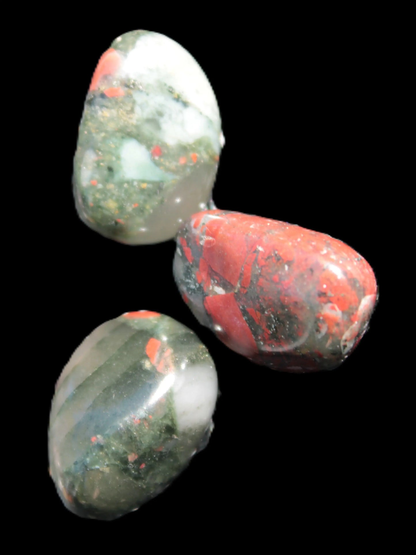 African Bloodstone 3 tumbled stones 18-20mm 11.6g Rocks and Things