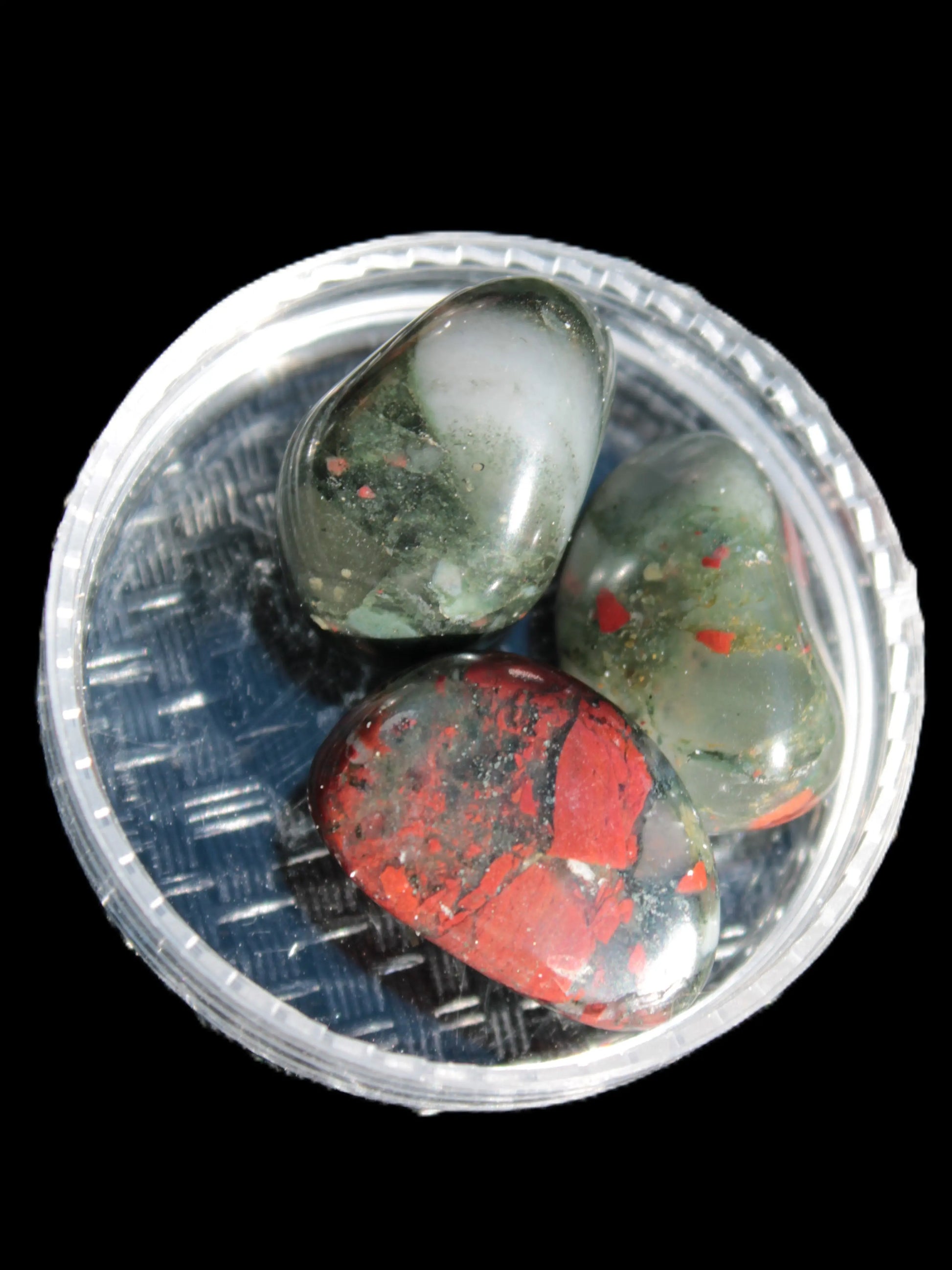 African Bloodstone 3 tumbled stones 18-20mm 11.6g Rocks and Things