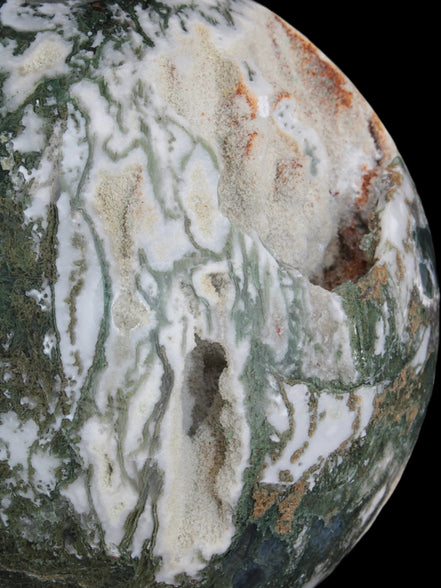 Amazing Ocean Moss Agate sphere with geode cave 4500g - Rocks and Things Store