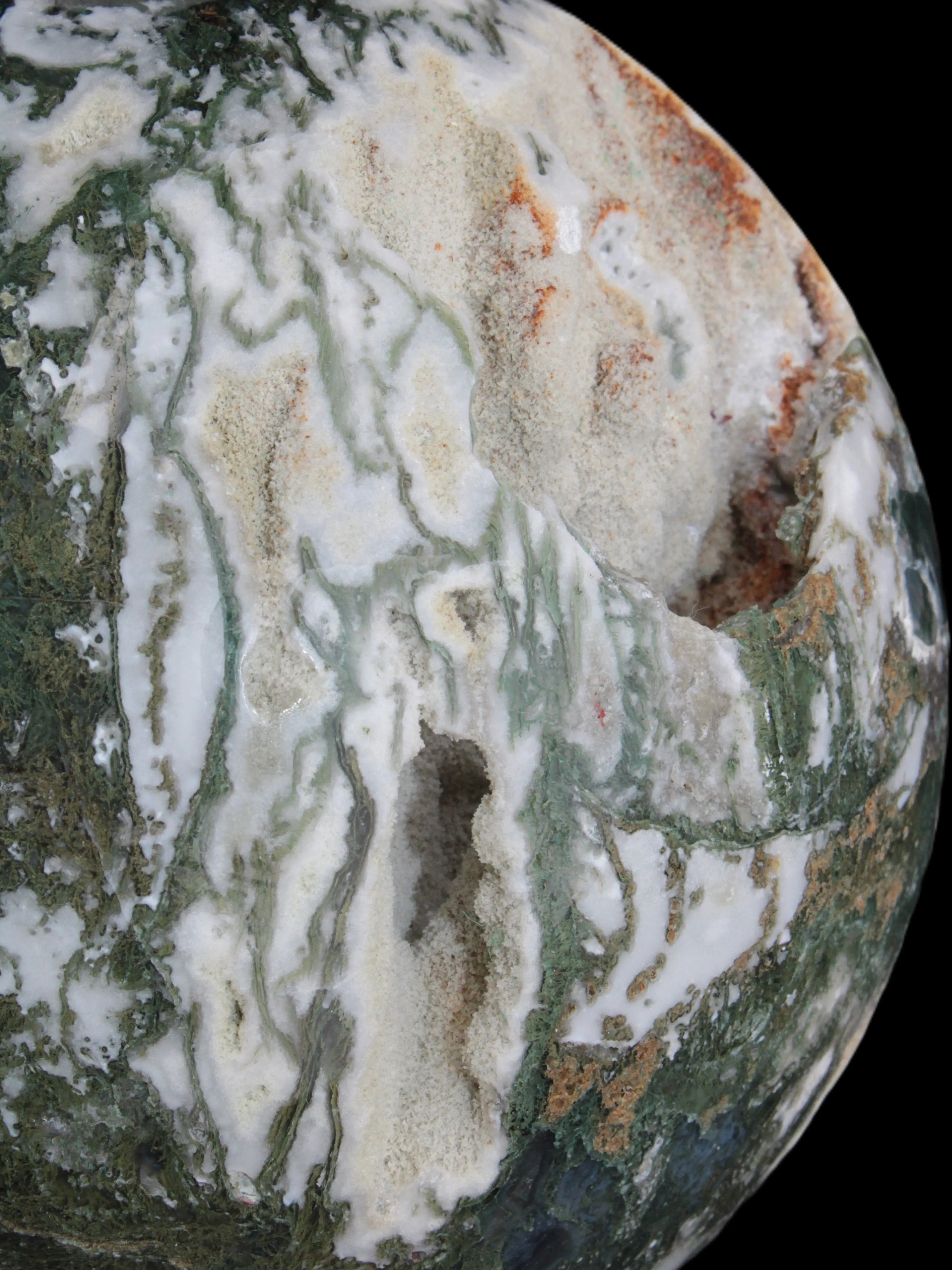 Amazing Ocean Moss Agate sphere with geode cave 4500g - Rocks and Things Store